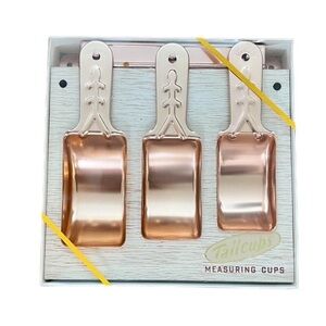 Vintage New in Box Set of 3 Rose Gold Measuring Cups With Wall Attachment Retro